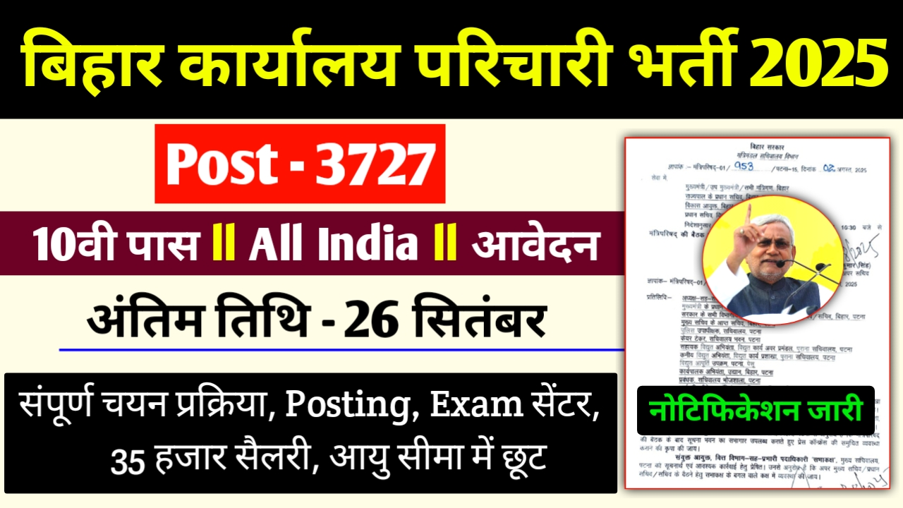 Bihar Office Attendant Bharti 2025