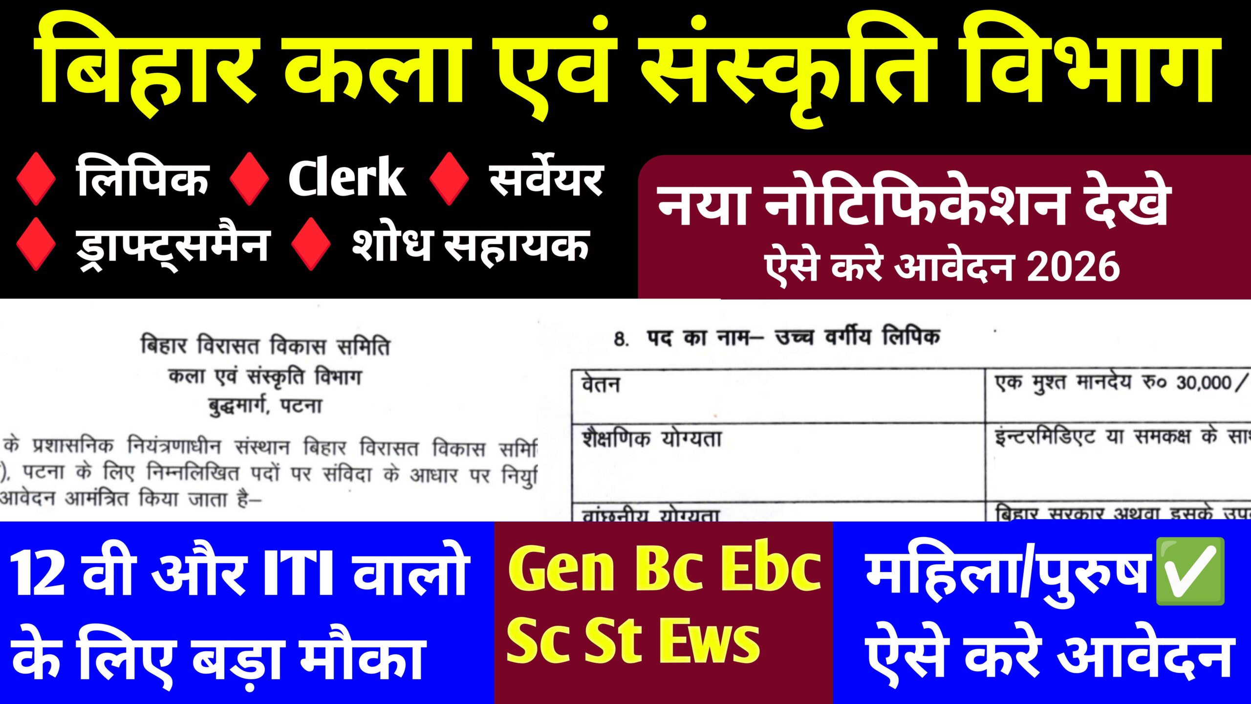 Bihar Virasat Vikas Samiti New Recruitment 2026