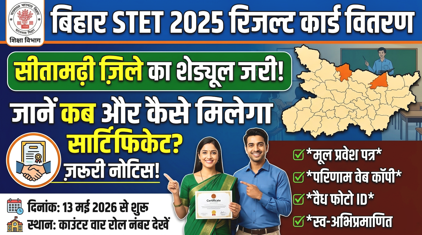 Bihar STET 2025 Result Card Notice District Sitamarhi